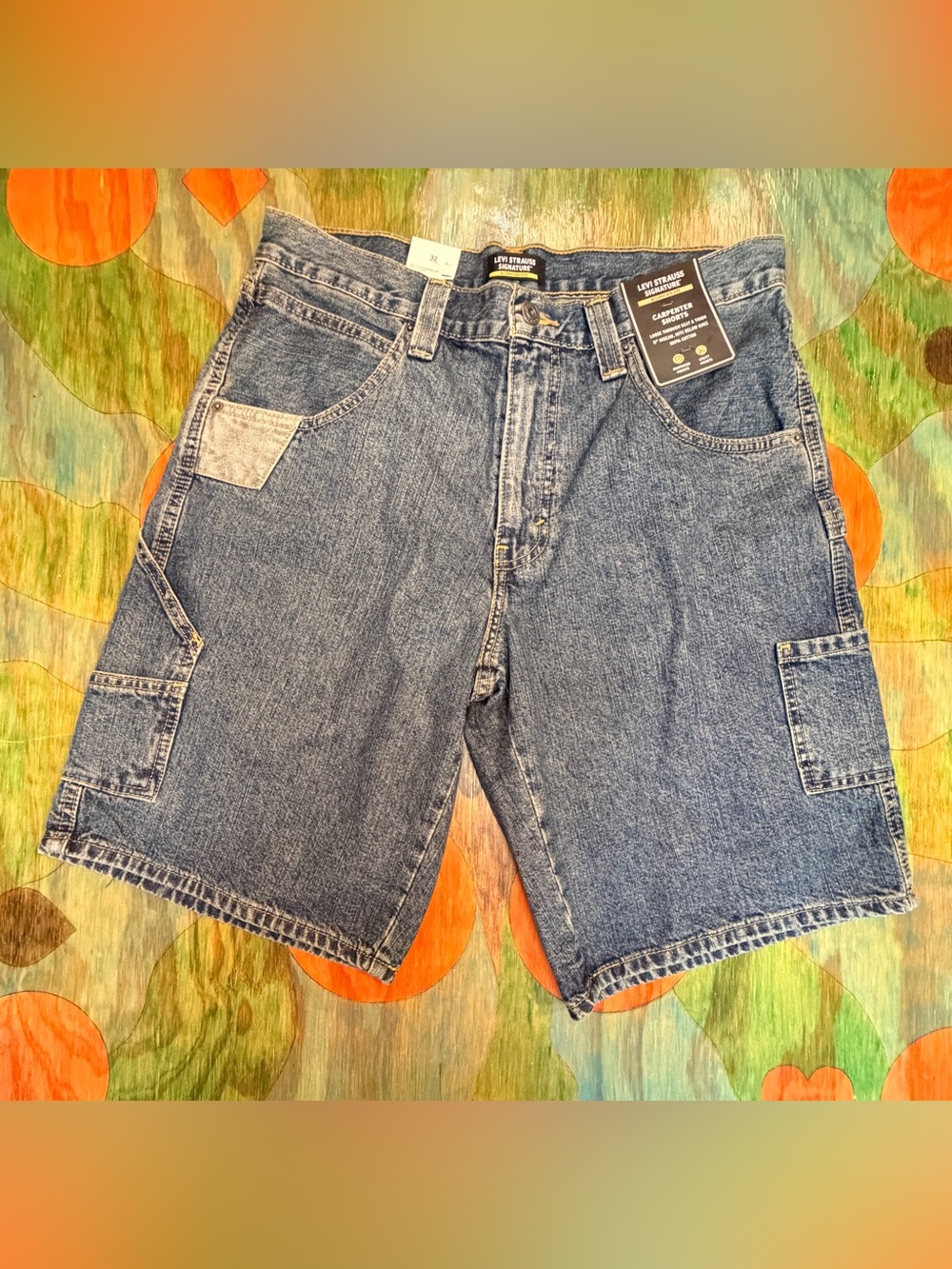 Signature by Levi Strauss Shorts Mens Size 32 Inch Waist Denim Blue Workwear New